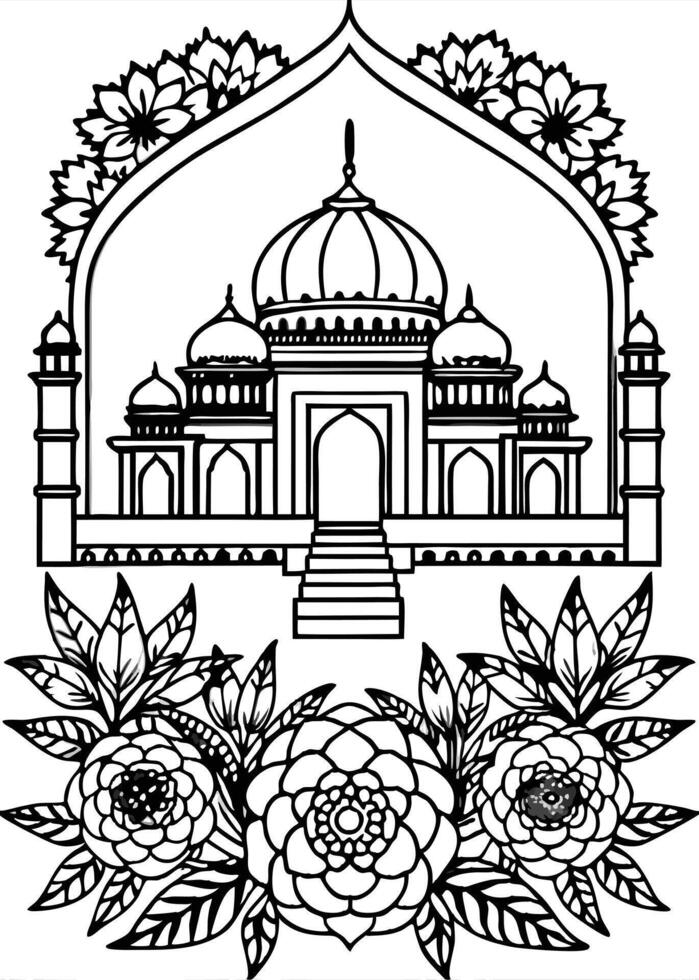 Mughal Garden weding invitation design vector