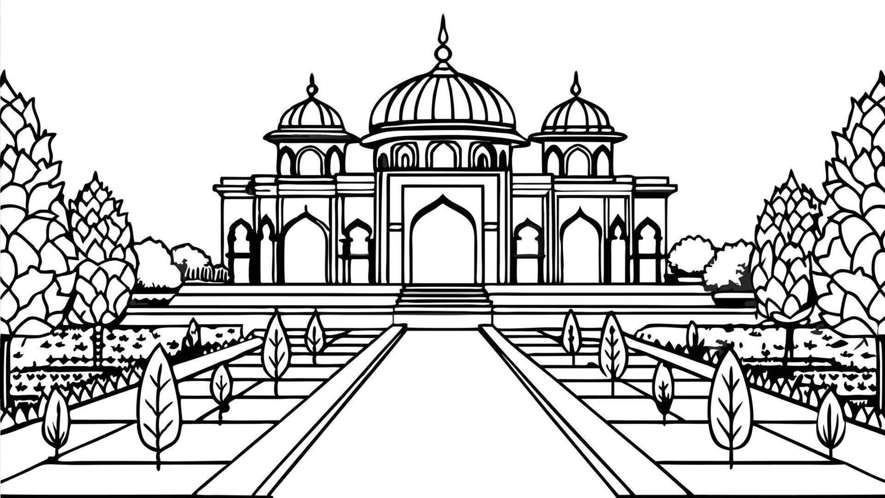 Lineart Mughal Garden vector