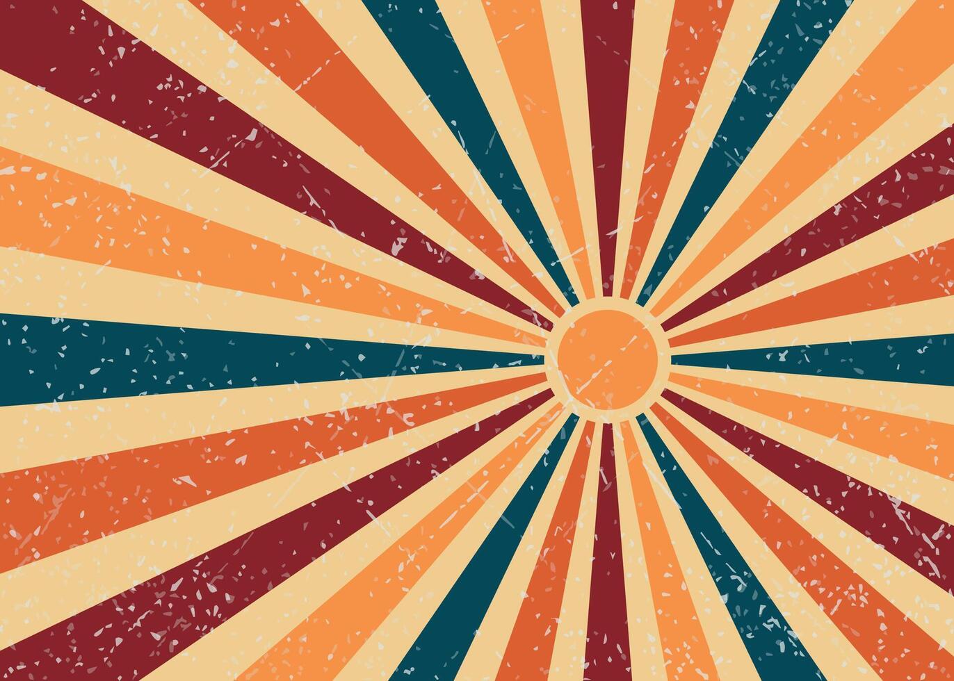 Orange Sun with Rays Retro Background vector