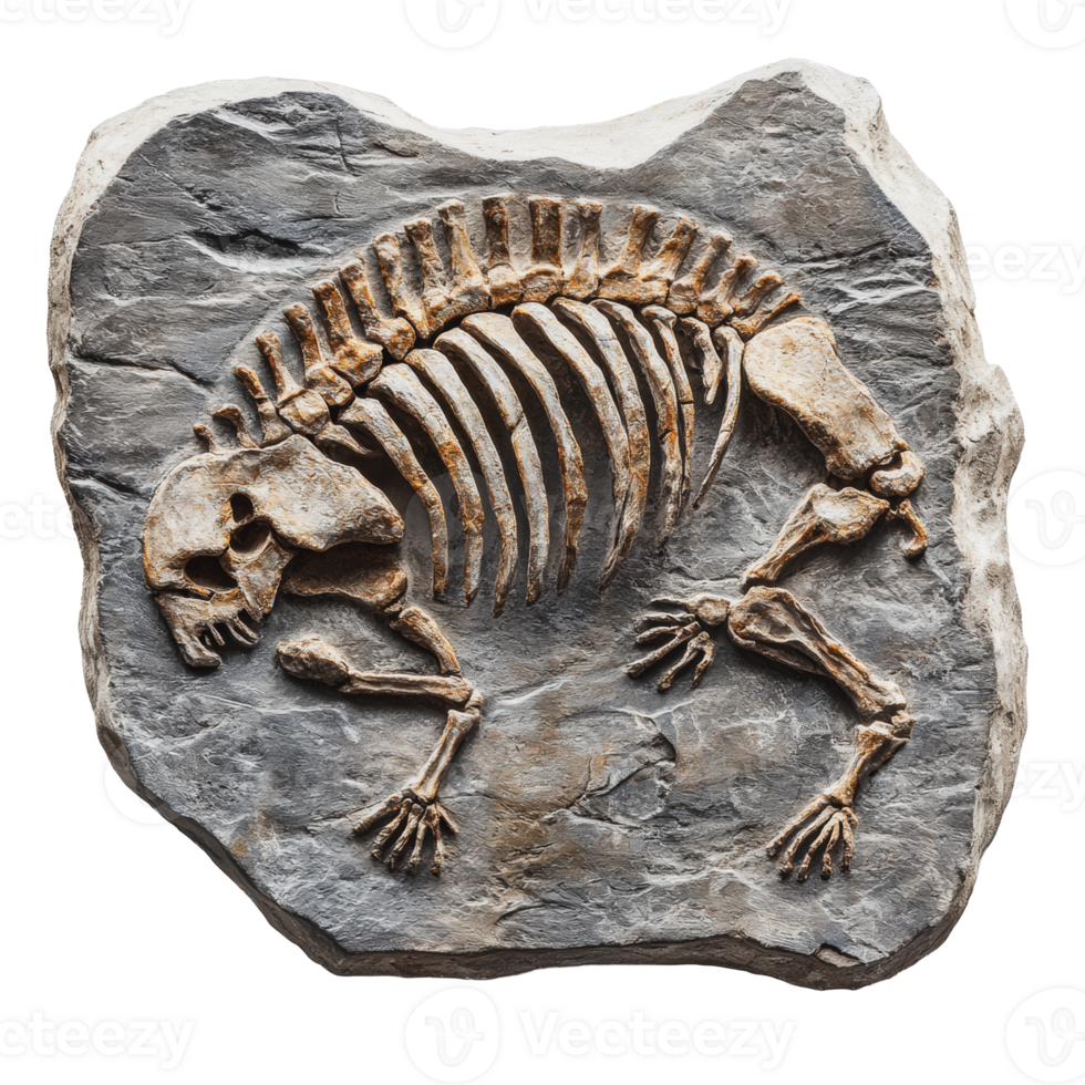 Fossilized skeleton of an ancient animal found png