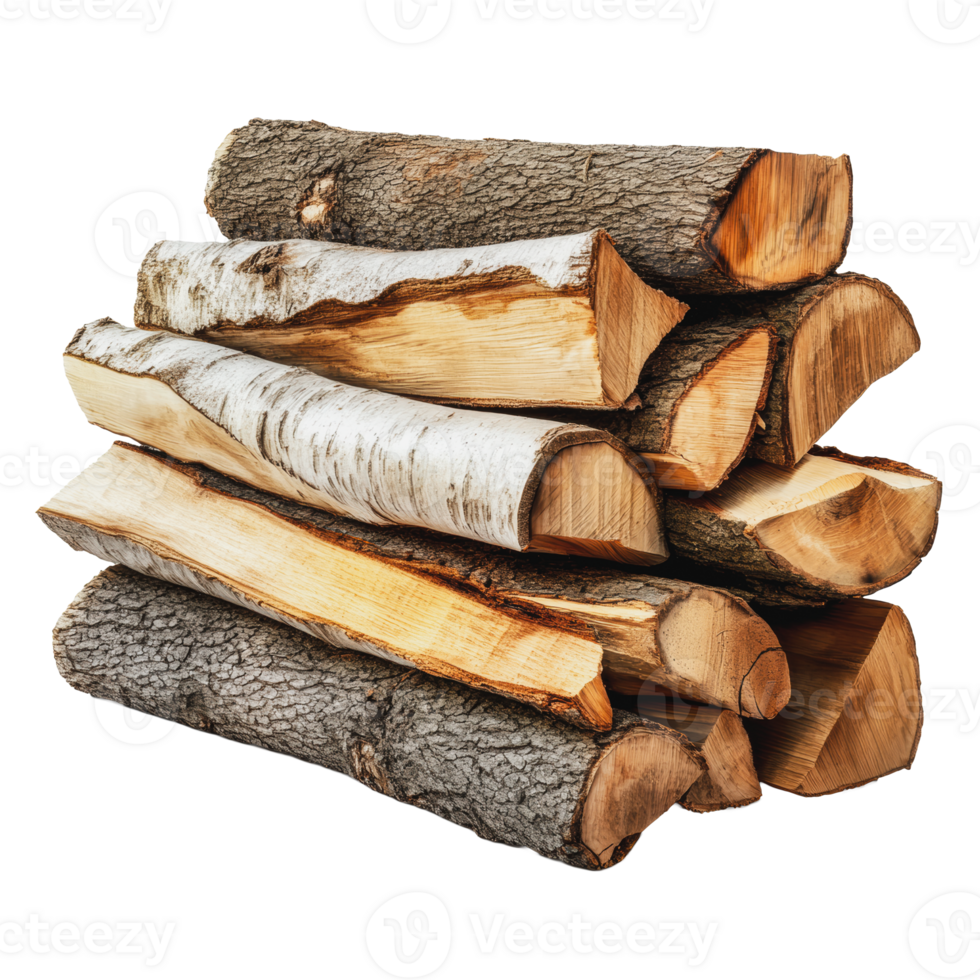 Stacked firewood ready for winter warmth png