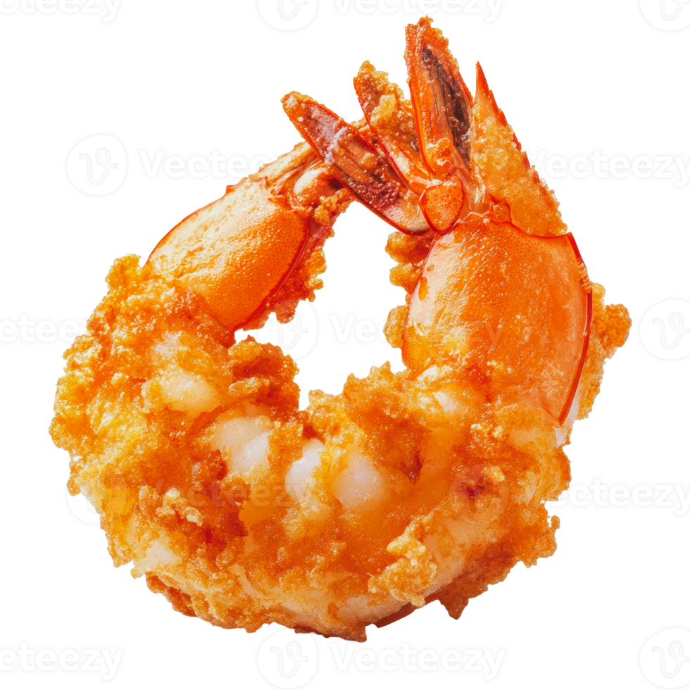 Crispy fried shrimp with golden breading png
