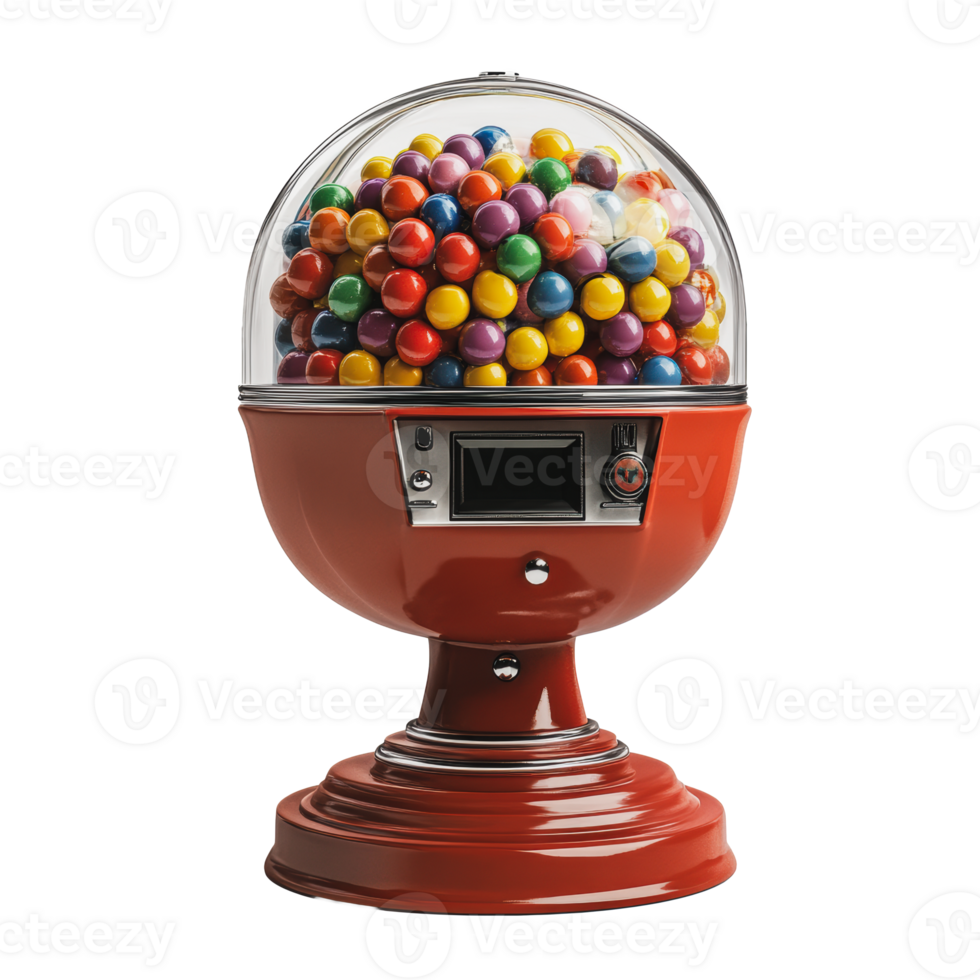 Colorful candies in a gumball machine png