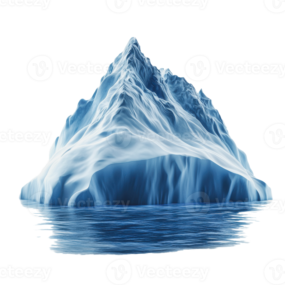 Iceberg floating in calm water under clear sky png