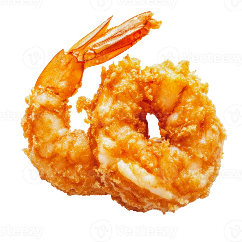 Crispy fried shrimp with golden batter png