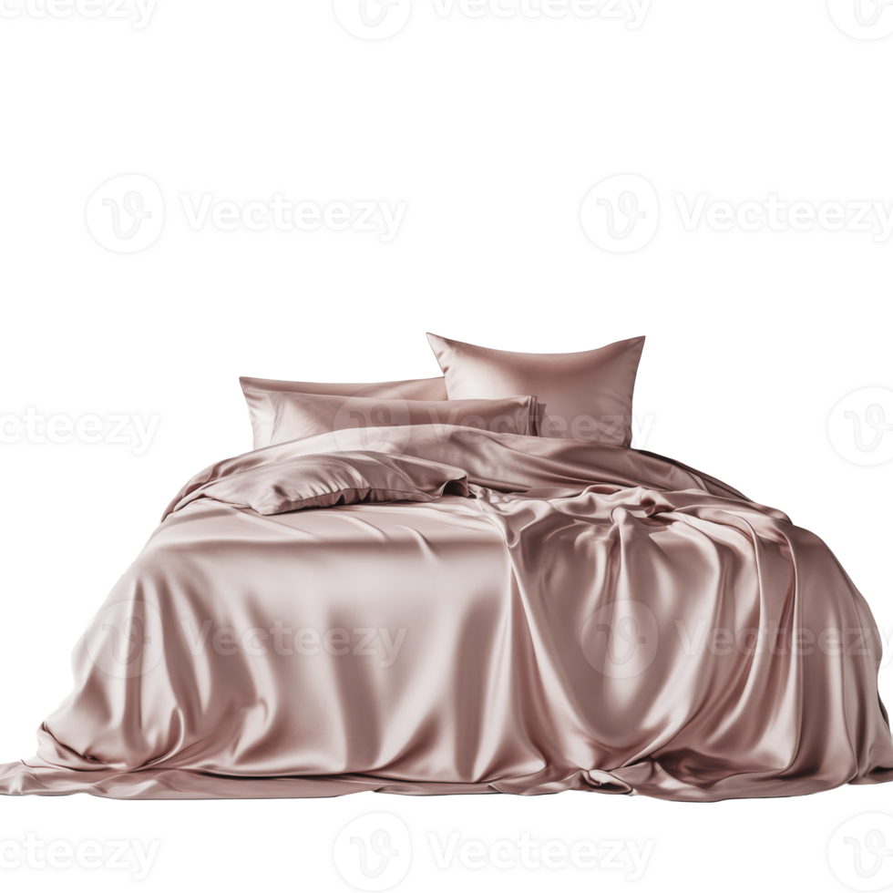 Soft satin bedding in blush color arrangement png