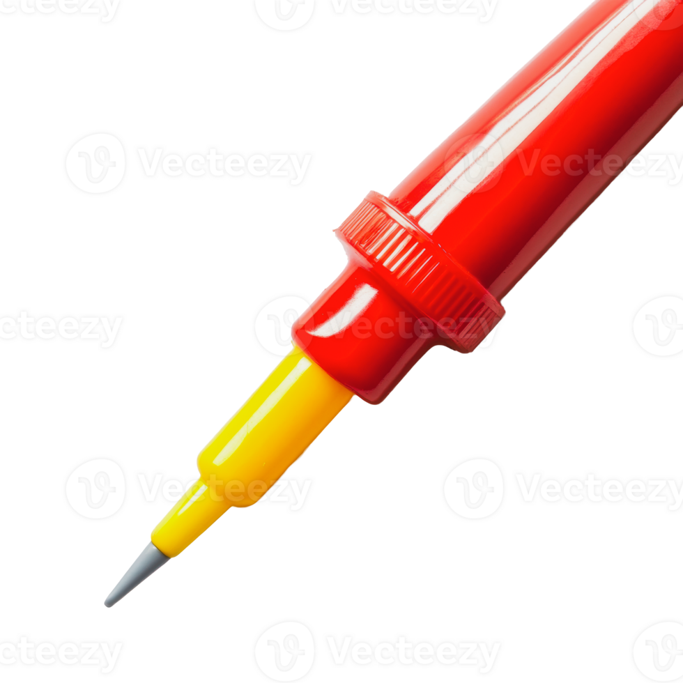 Close-up of a red and yellow marker in use png