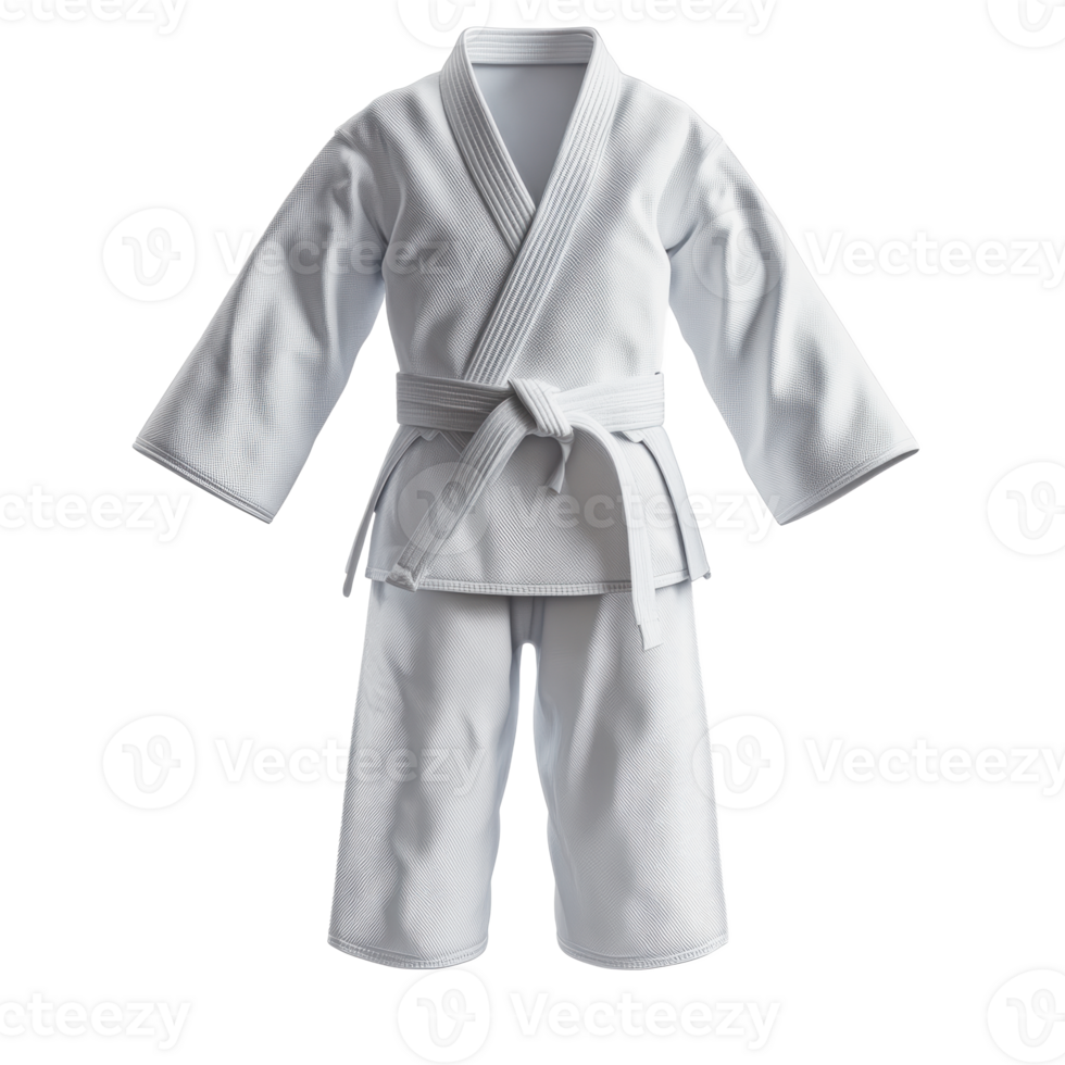 White judo uniform displayed on a mannequin png