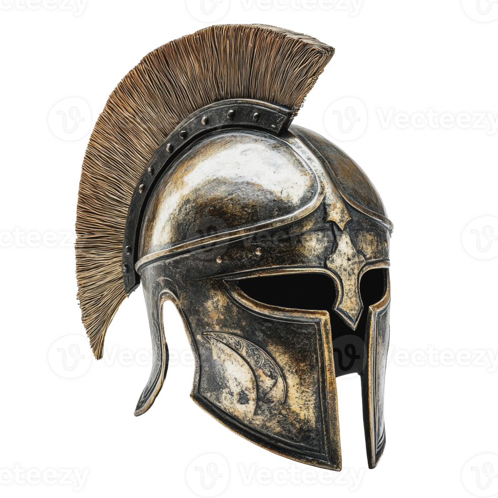 Ancient warrior helmet displayed with fine details png