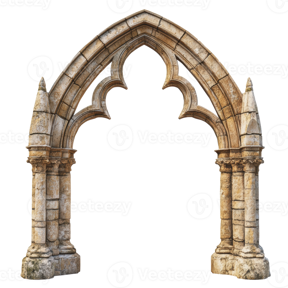 Ornate stone arch in historic style png
