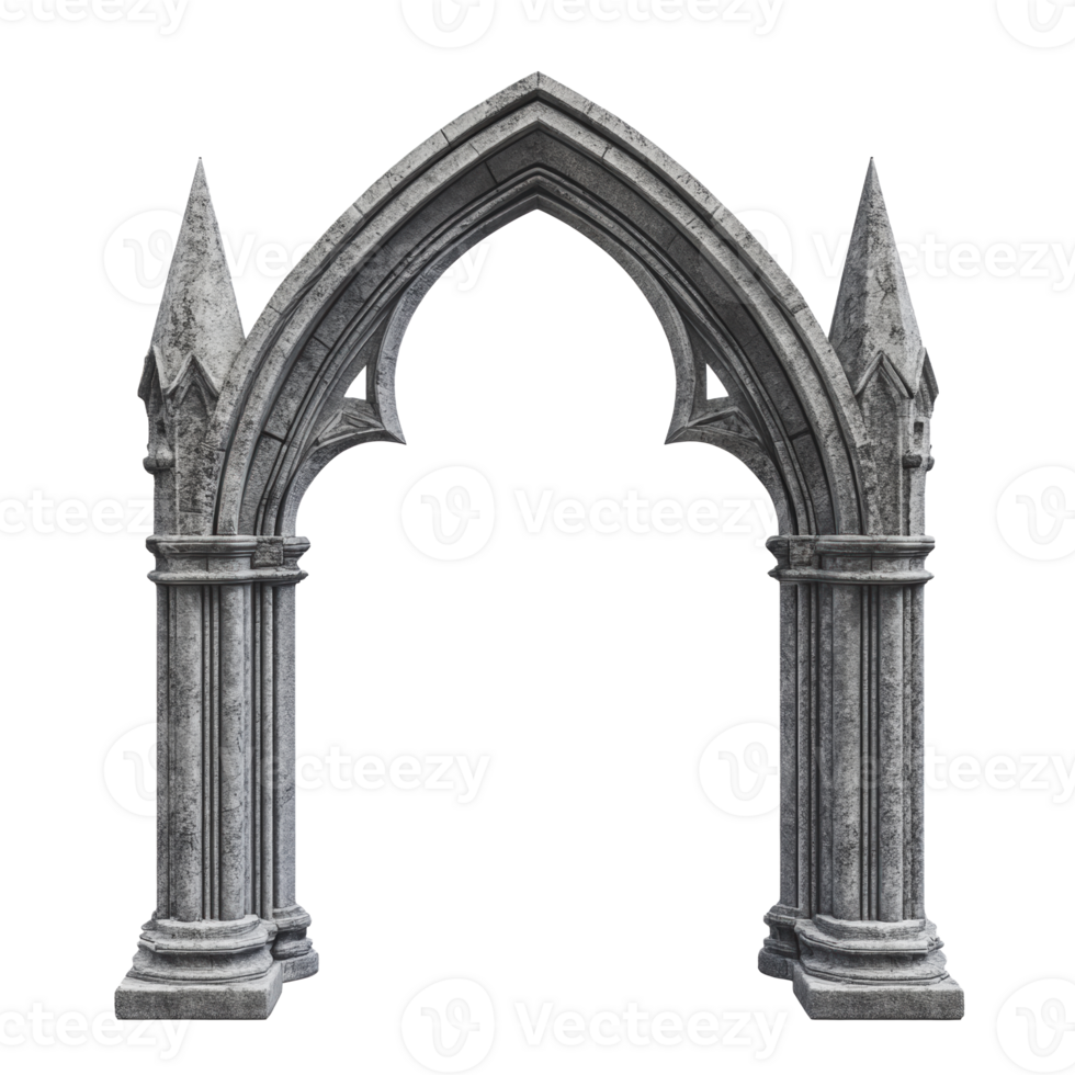 Gothic stone archway in a mystical setting png