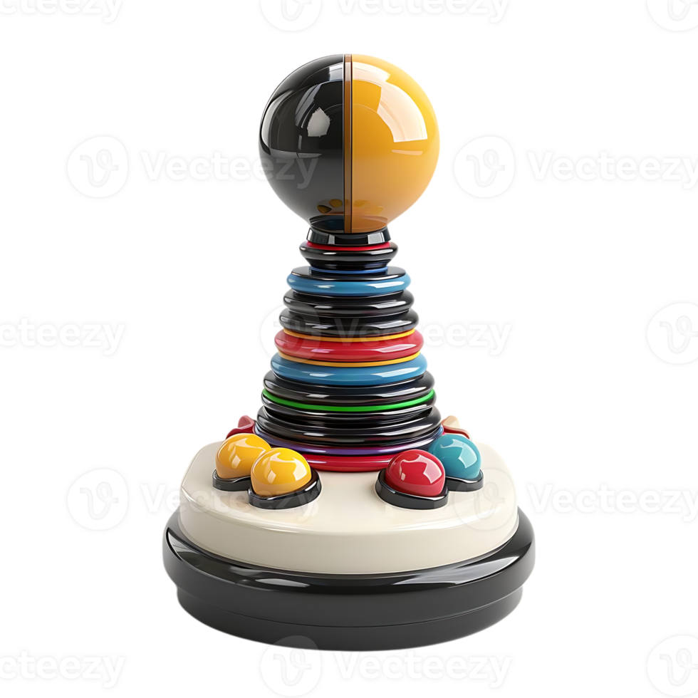 3D Render of a Colorful Toy with Stacking Rings png
