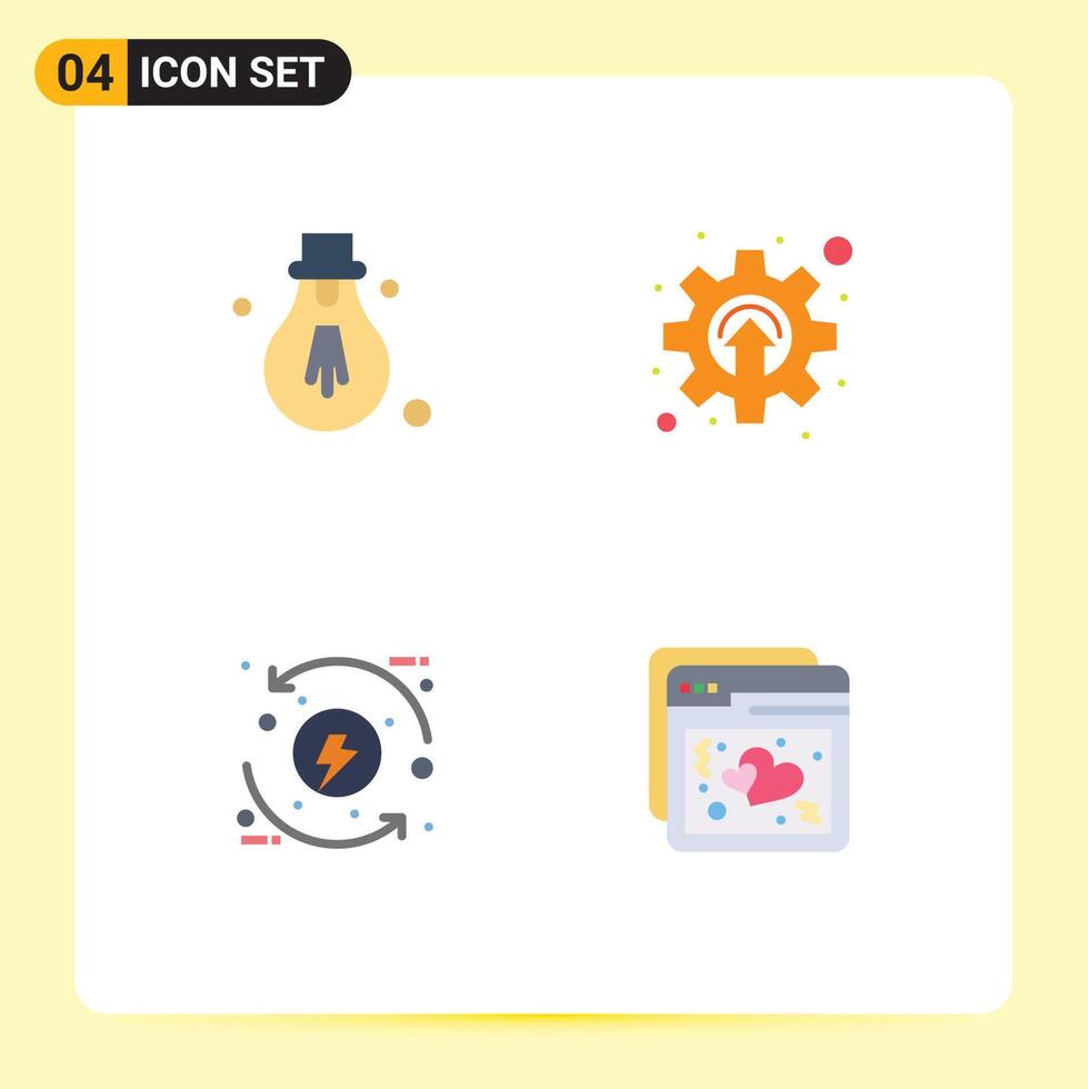 Stock element Icon Pack of 4 Line Signs and Symbols for bulb development cogwheel mechanism energy Editable element Design Elements vector