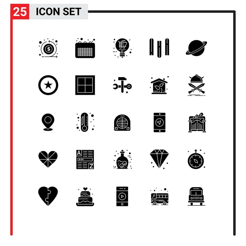 Pack of 25 creative Solid Glyphs of space files office education offer Editable element Design Elements vector