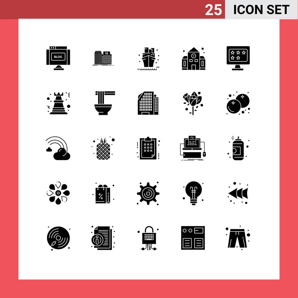 Universal Icon Symbols Group of 25 Modern Solid Glyphs of business building clinic education summer Editable element Design Elements vector