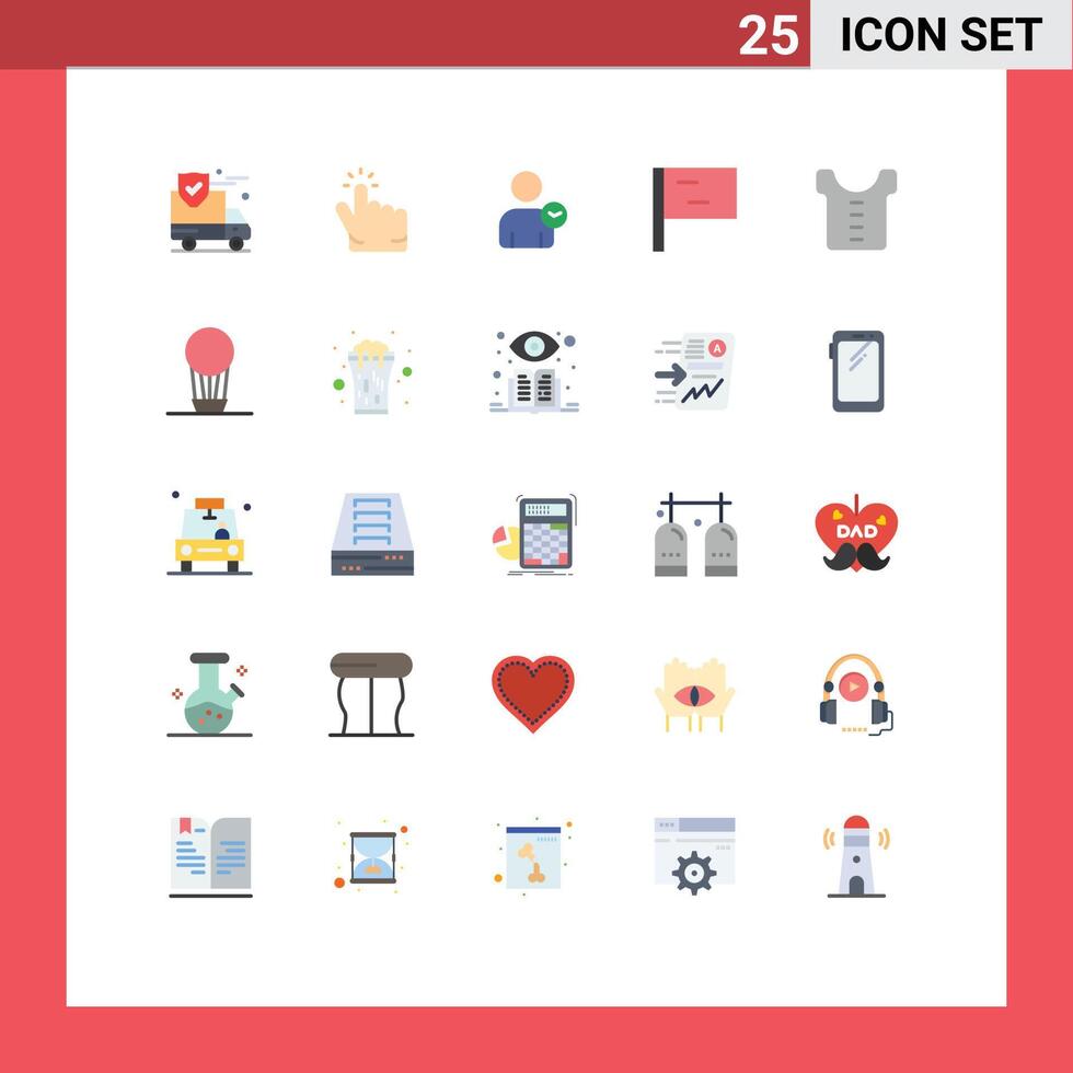 Mobile Interface Flat Color Set of 25 Pictograms of air clothes man baby flag Editable element Design Elements vector