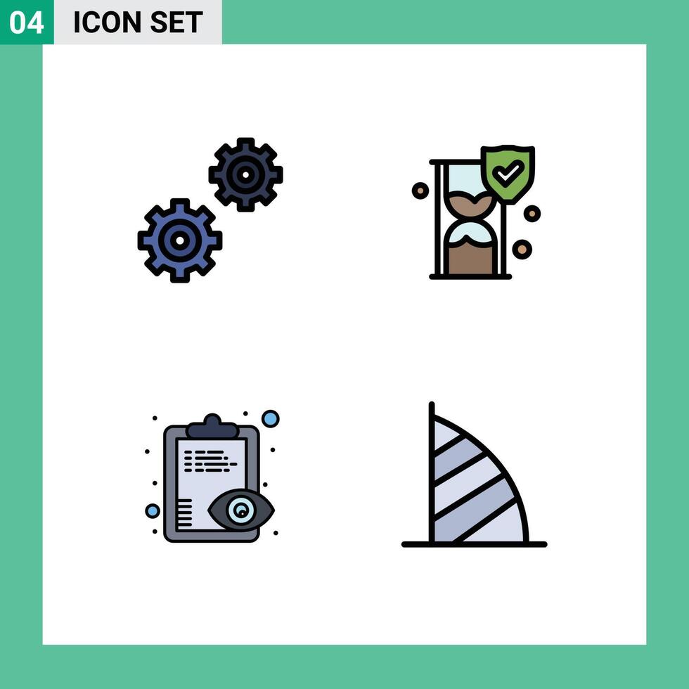 Editable element Line Pack of 4 Simple Filledline Flat Colors of controls view time glass shield burj al arab Editable element Design Elements vector