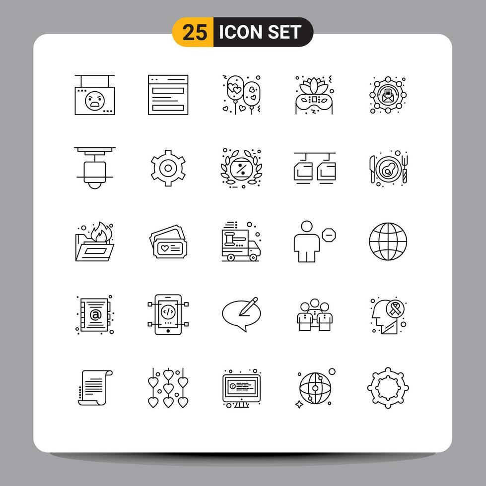 Universal Icon Symbols Group of 25 Modern Lines of party costume interface romantic love Editable element Design Elements vector