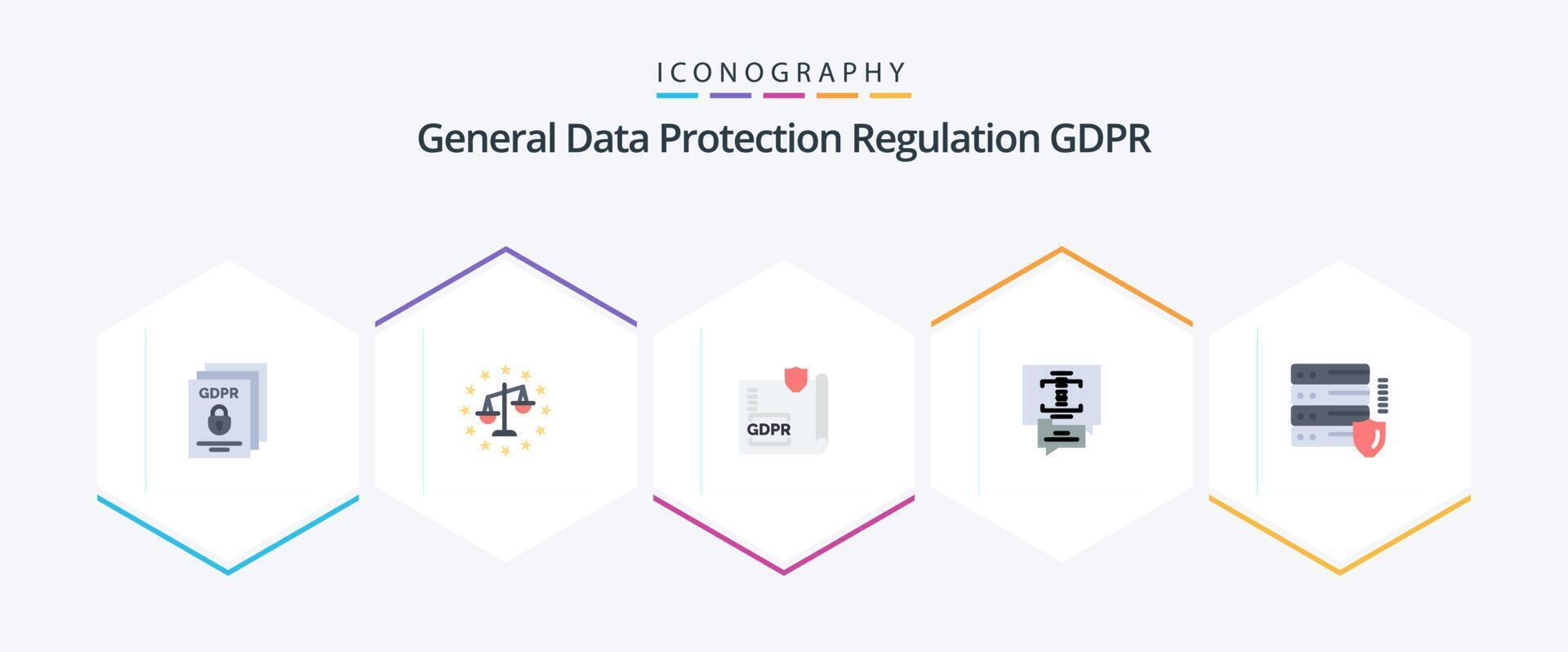 Gdpr 25 Flat icon pack including gdpr secure law gdpr page vector
