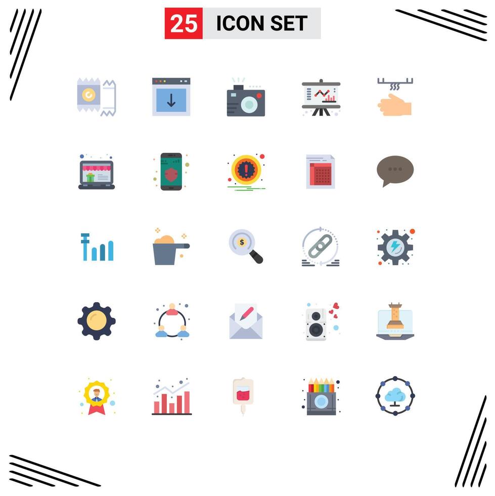 Modern Set of 25 Flat Colors Pictograph of management chart south business photography Editable element Design Elements vector