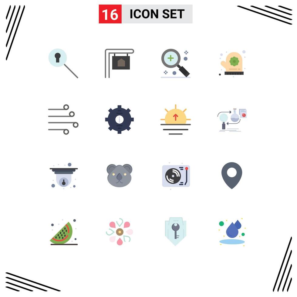 Flat Color Pack of 16 Universal Symbols of weather blow in air flower Editable Pack of Creative element Design Elements vector