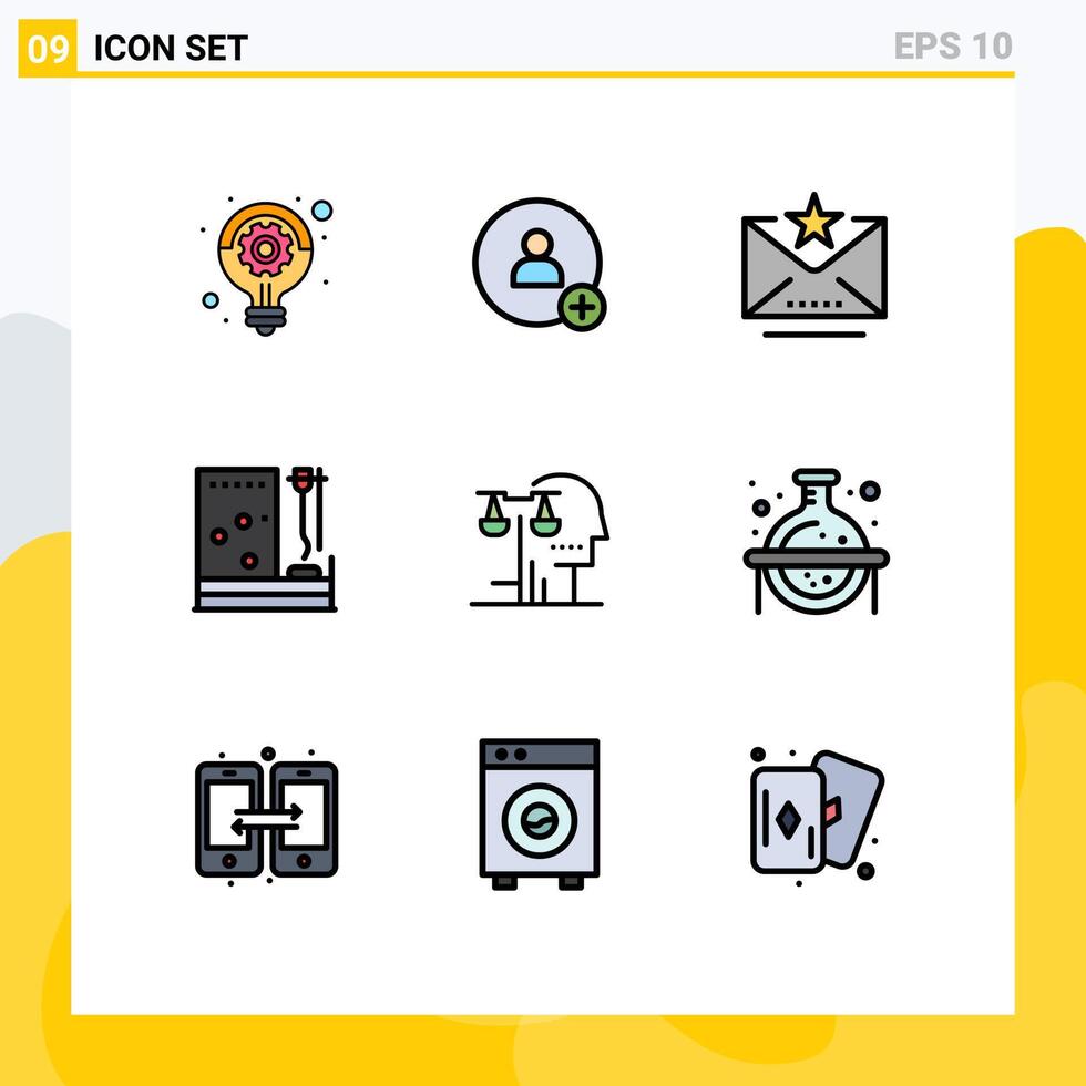 Stock element Icon Pack of 9 Line Signs and Symbols for court treatment favorite room hospital Editable element Design Elements vector