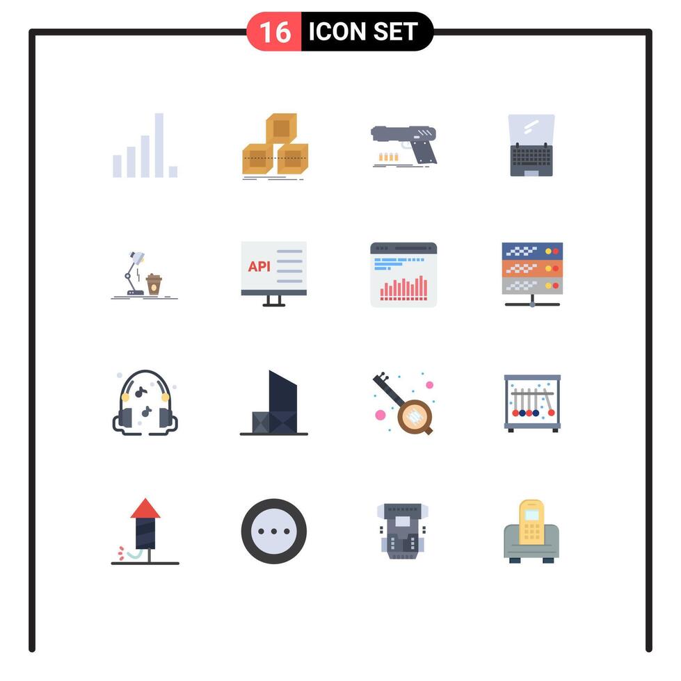 16 Universal Flat Colors Set for Web and Mobile Applications studio laptop handgun device computer Editable Pack of Creative element Design Elements vector