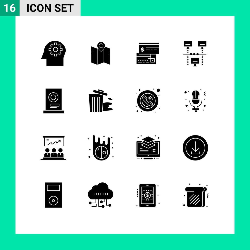 Editable element Line Pack of 16 Simple Solid Glyphs of clothes sharing direct payment internet direct Editable element Design Elements vector