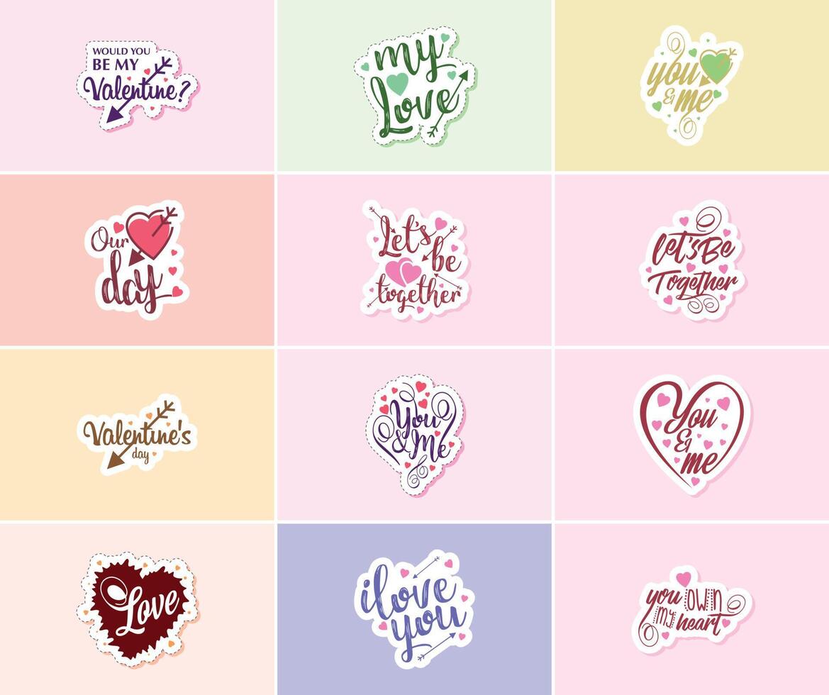 Valentine's Day A Time for Romance and Creative Expression Stickers vector