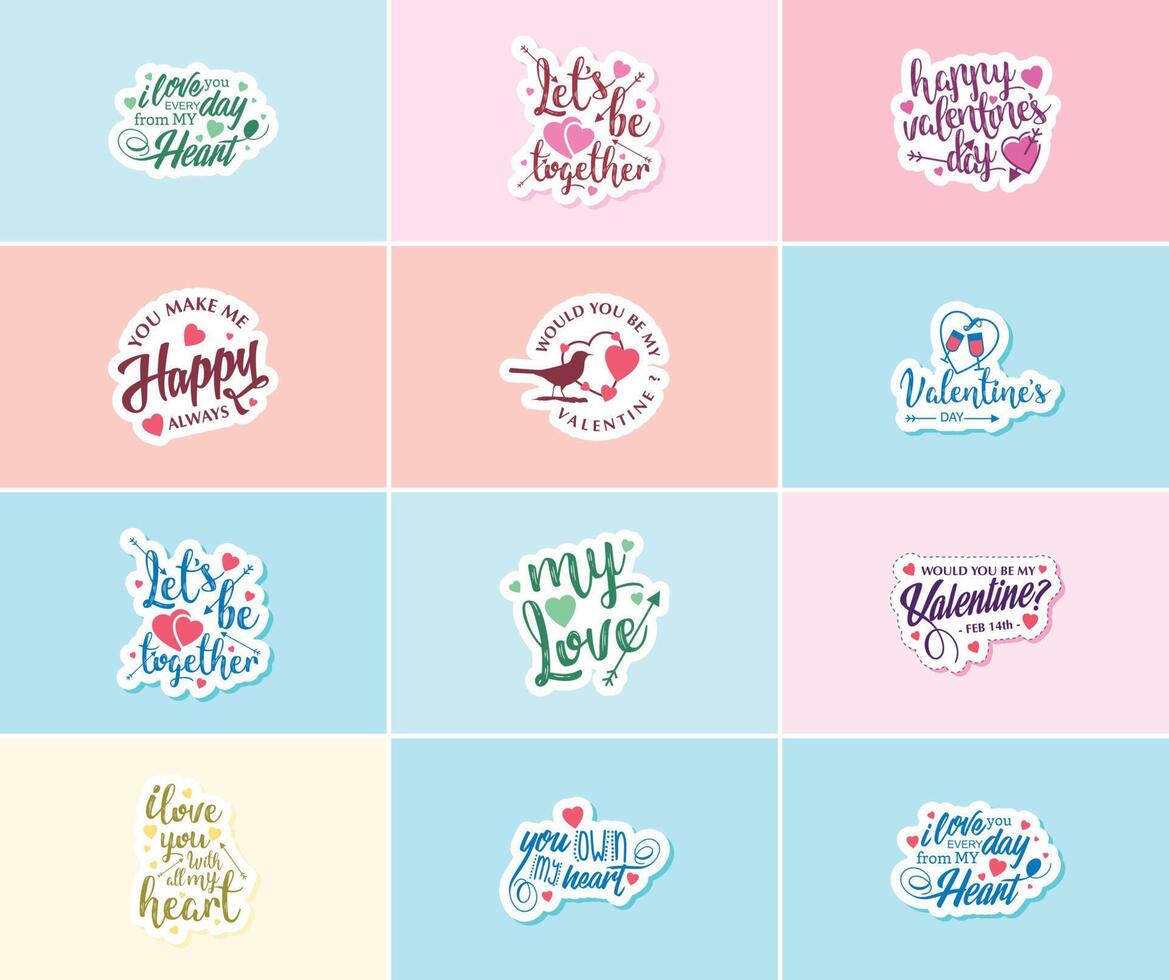 Love is in the Air Valentine's Day Typography and Graphic Design Stickers vector