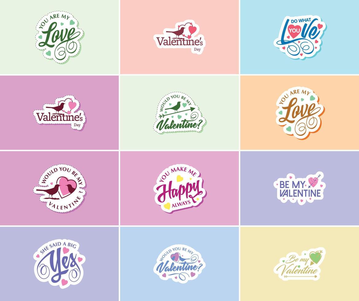 Valentine's Day Sticker A Time for Love and Beautiful Graphic Design vector