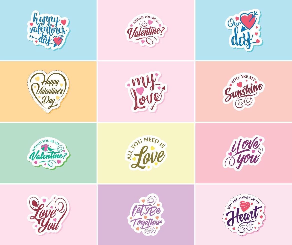 Love is in the Air Valentine's Day Typography and Graphic Design Stickers vector