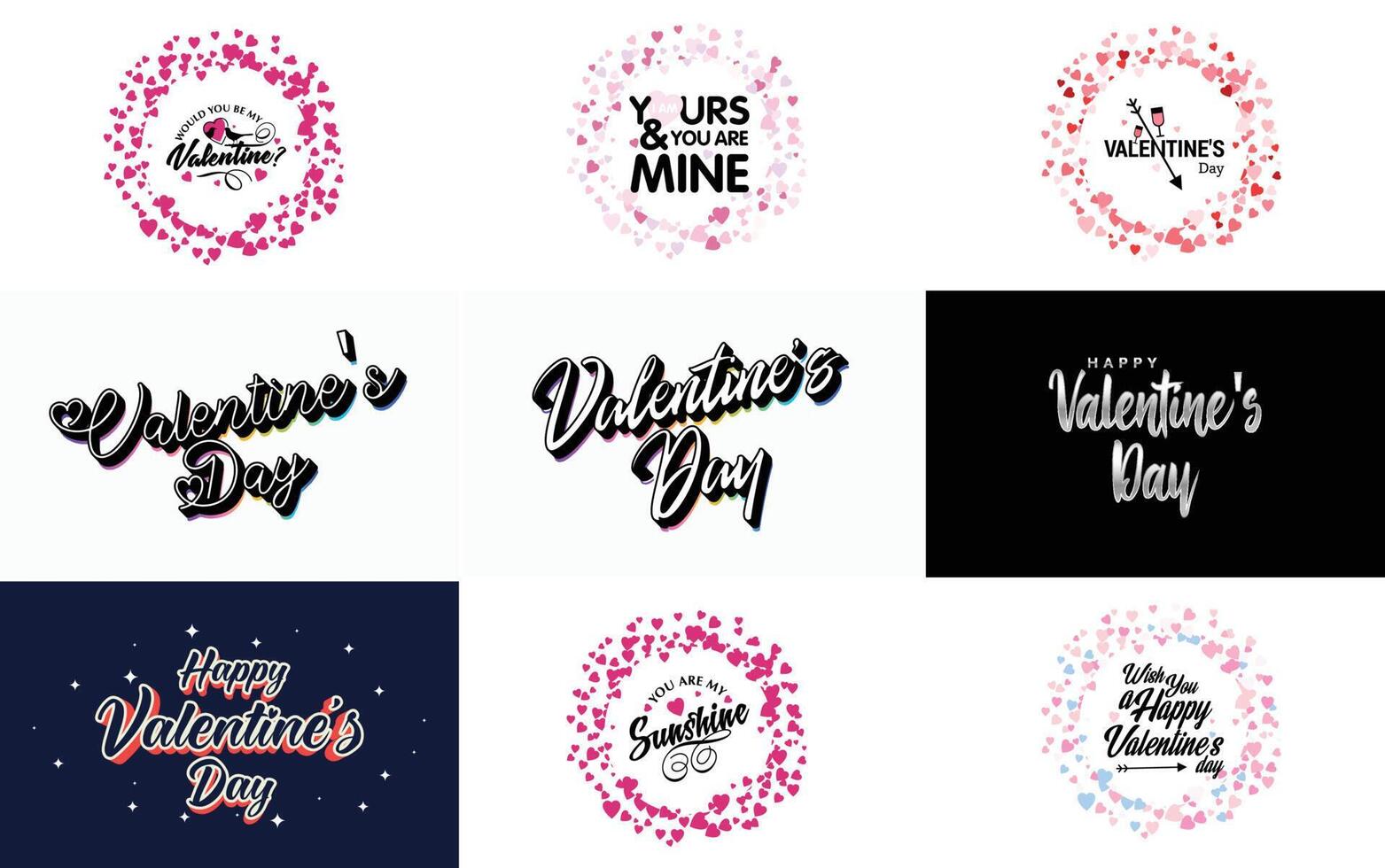 Happy Valentine's Day greeting card template with a romantic theme and a red and pink color scheme vector