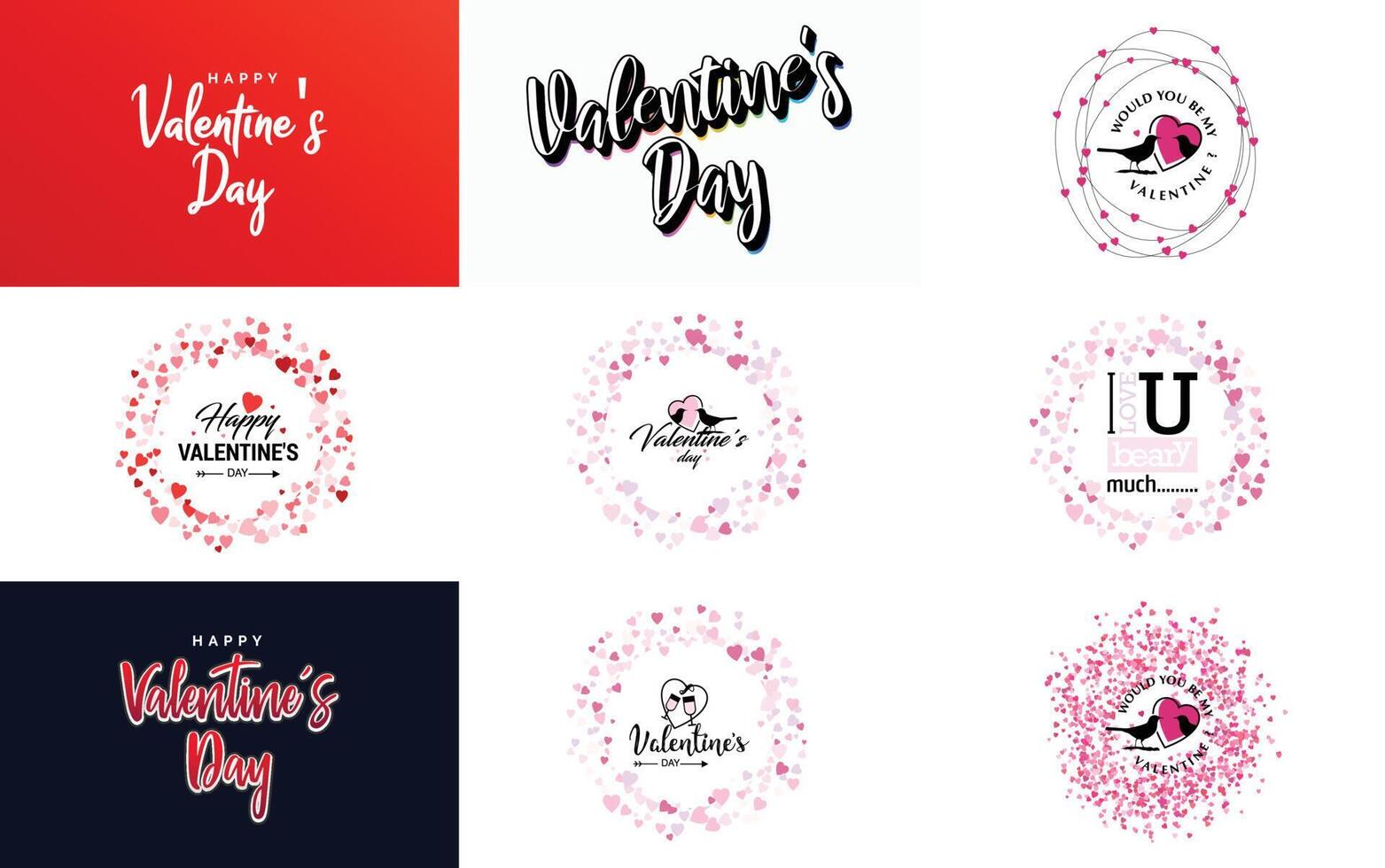 Happy Valentine's Day typography poster with handwritten calligraphy text isolated on white background element illustration vector