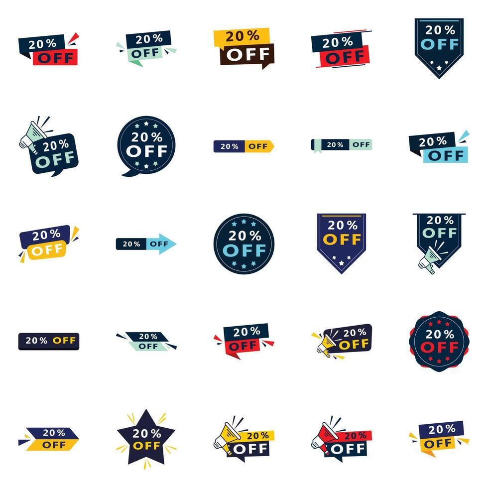 25 Diverse 20 Off Sale Banners to Promote Your Deals vector