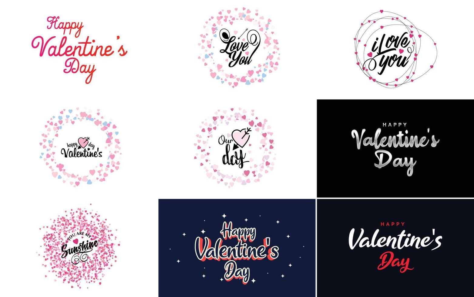 Happy Valentine's Day typography poster with handwritten calligraphy text isolated on white background element illustration vector