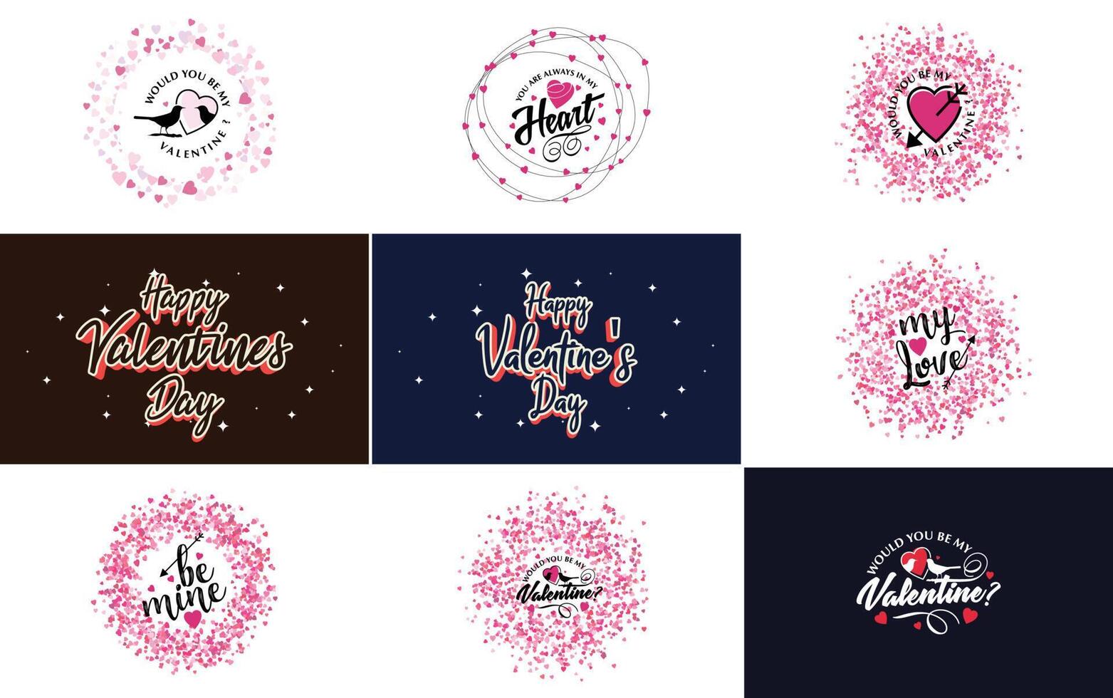 Happy Valentine's Day text hand lettering typography poster on red gradient background element illustration suitable for use in design of romantic quote postcards vector