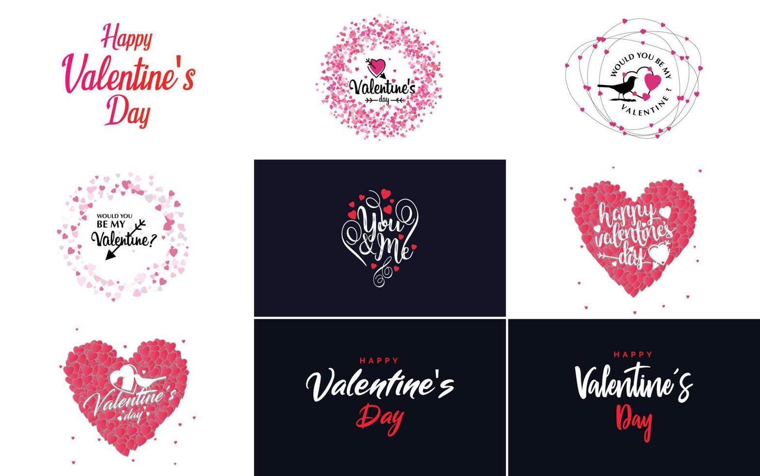Happy Valentine's Day greeting card template with a romantic theme and a red and pink color scheme vector