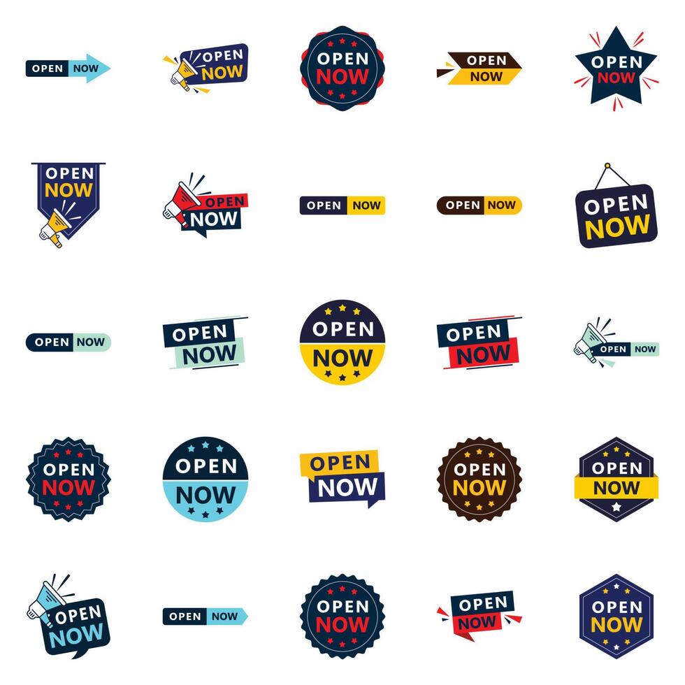 25 Fresh Open Now Banner Templates for Your Store or Business vector