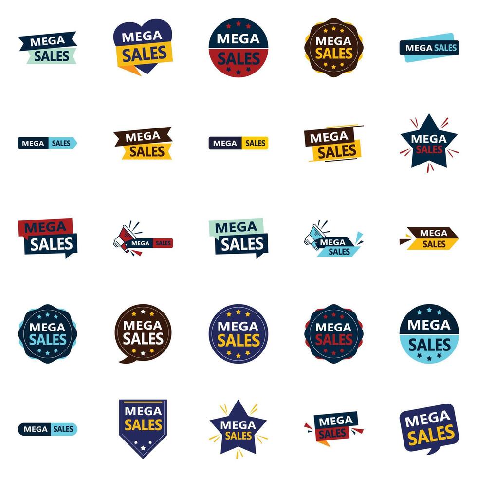 Mega Sale 25 High Impact element Pack to Maximize Your Advertising Effectiveness vector