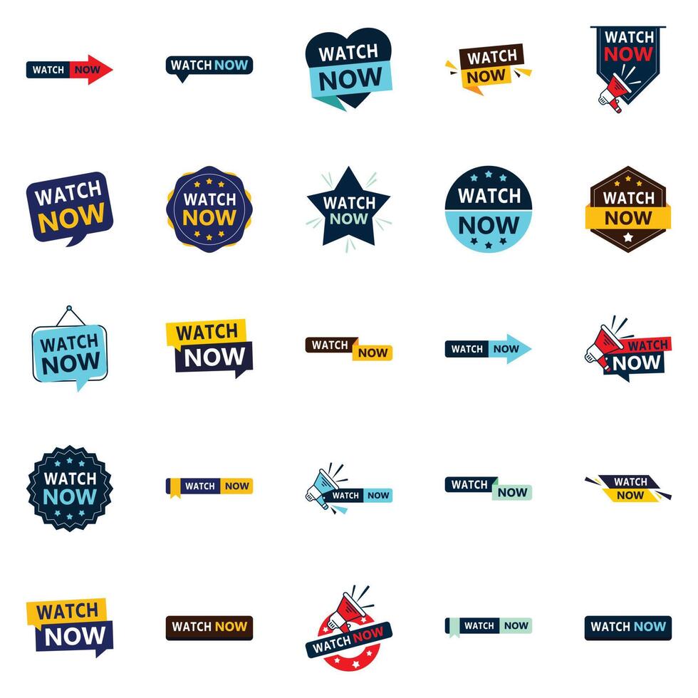 25 Unique Watch Now Banners to Help Your Business Stand Out vector