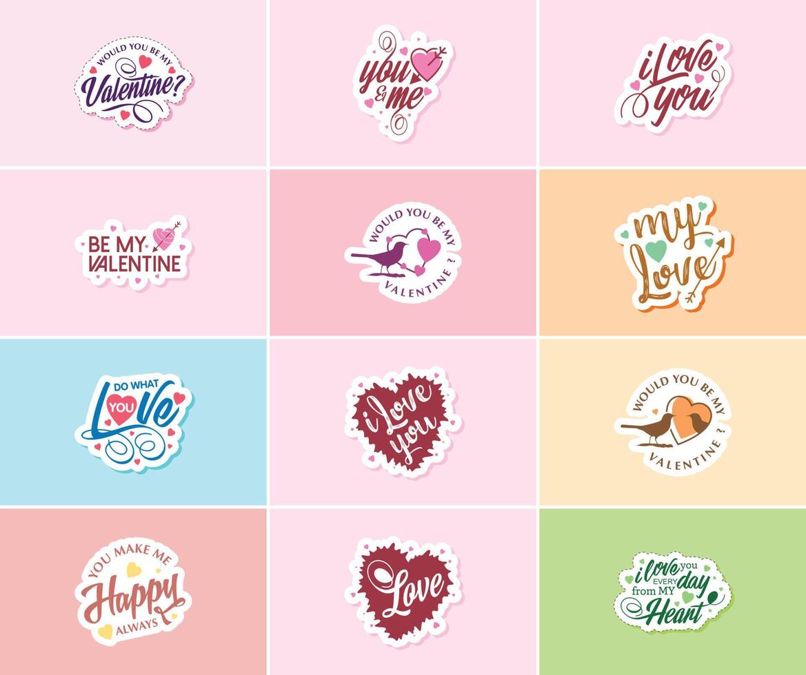 Valentine's Day A Time for Romance and Creative Expression of Love Stickers vector