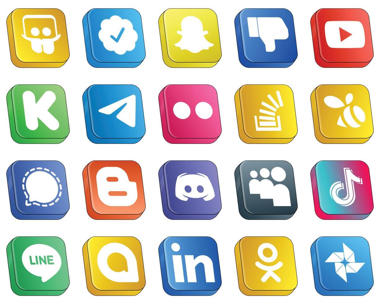 20 Unique Isometric 3D Social Media Icons such as overflow question funding stockoverflow and flickr icons High definition and professional vector