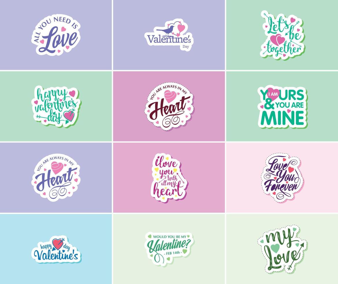 Valentine's Day A Time for Love and Beautiful Visual Stickers vector
