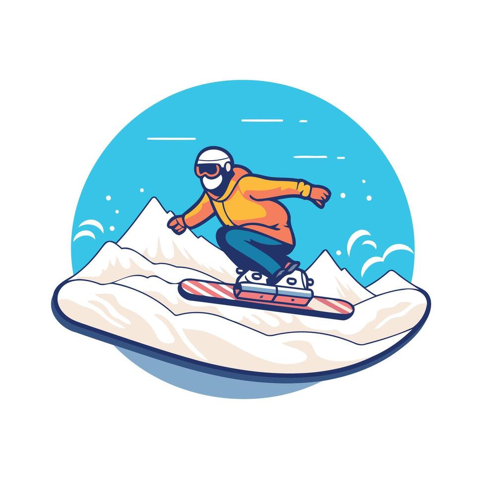 Snowboarder on a snowboard Flat style element illustration vector