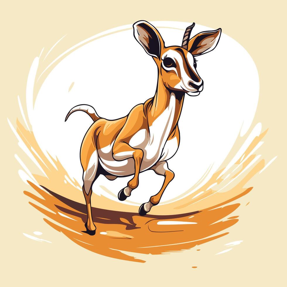 Gazelle on the background of the sun element illustration vector