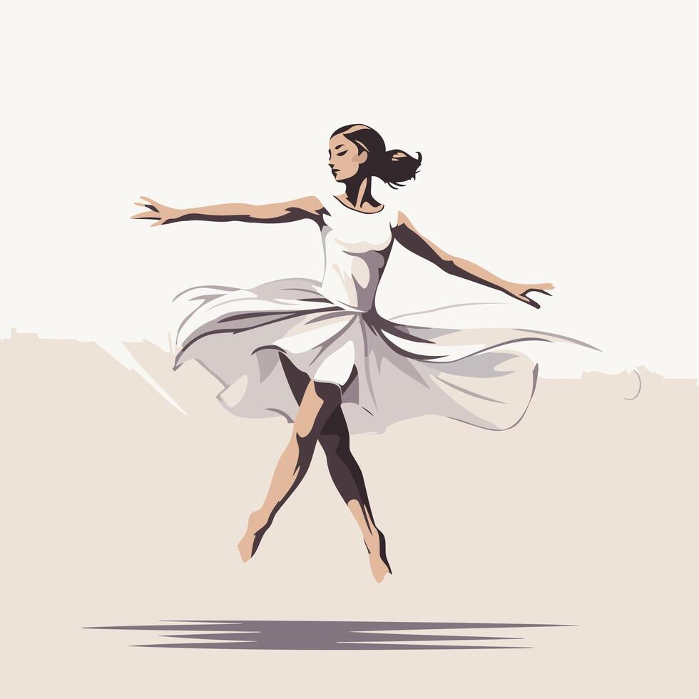 Beautiful ballerina in a white dress element illustration vector