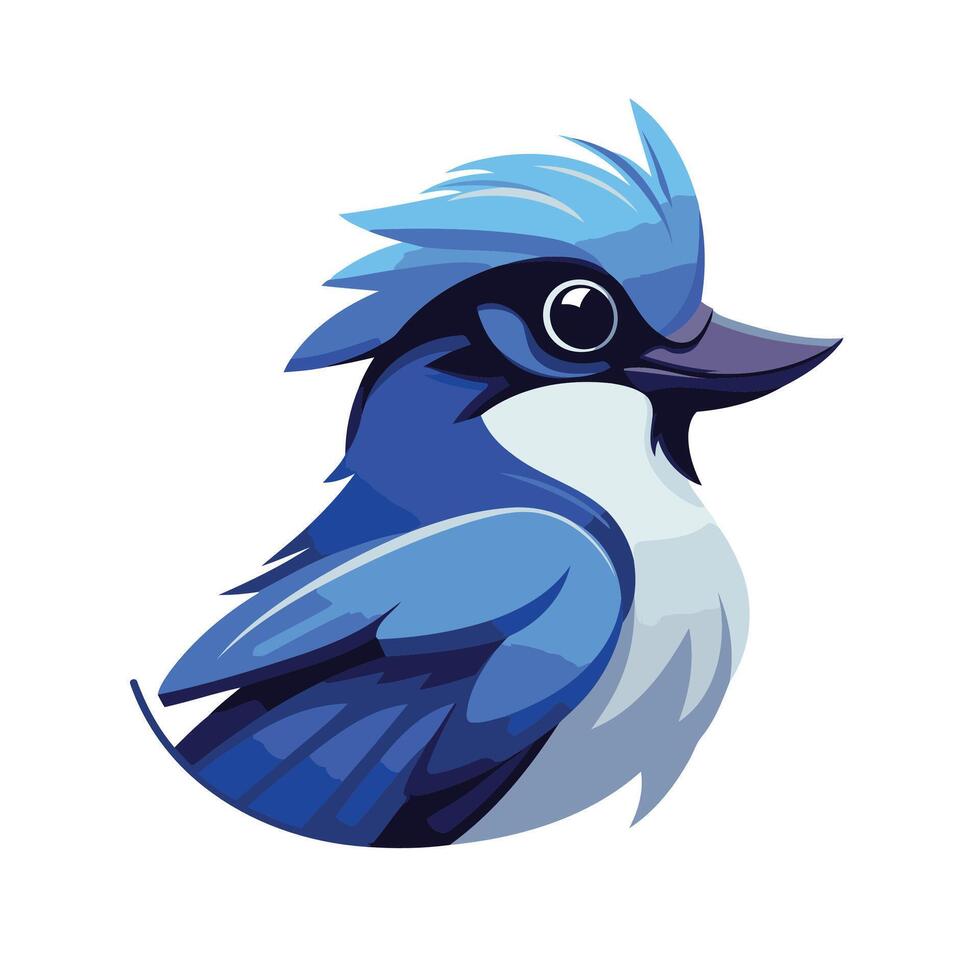 Cute blue bird cartoon element Illustration isolated on a white background vector