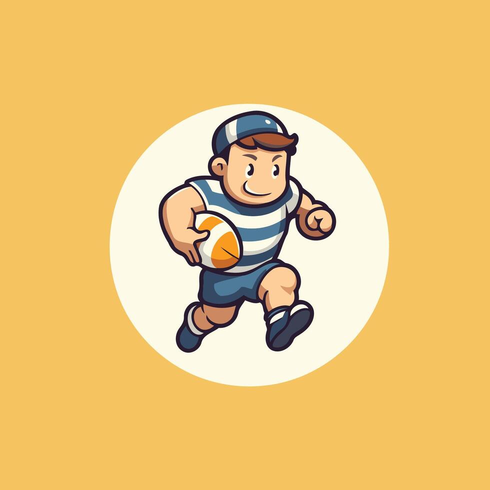 Rugby player cartoon icon illustration for your graphic design vector