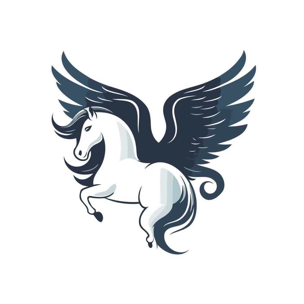 Horse with wings illustration on white background Design element vector